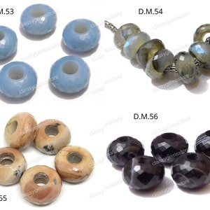 Blue Opal, Labradorite, Pink Dendritic Agate, Banded Agate, European Bracelet Fit Charm, Faceted Rondelle Beads,Large Hole Beads,8x14mm Size