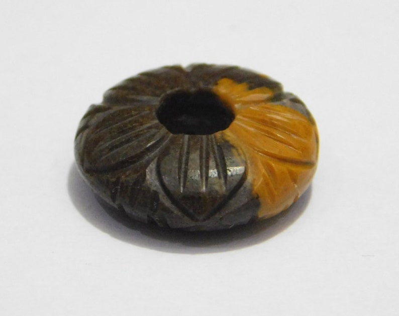 1 Piece Natural Brown Jasper By Handmade Carved-Round Donut Shaped Beads-Coin Beads-Round Spacer Beads 20x20mm