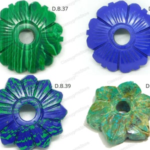 Malachite,Lapis Lazuli,Azurite,Chrysocolla Jasper,Handmade Flower Cut Carved Round Donut Shaped Beads,Coin Beads,Spacer Beads 14mm-25mm