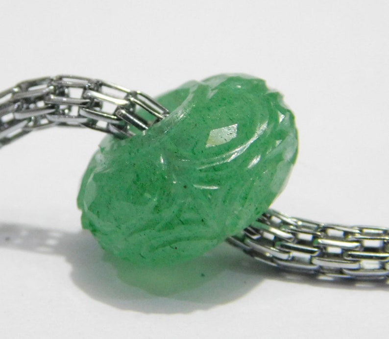 5 Piece Natural Green Strawberry Quartz Handmade Carved European Bracelet Fit Charms Beads 15x8mm 5mm Hole