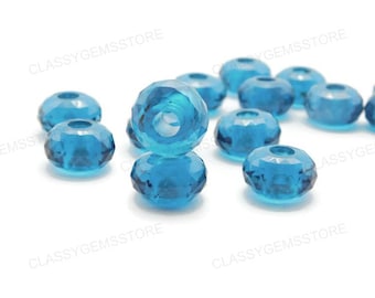AAA London Blue Apetite Hydro Quartz,European Beads,Big Hole Beads Fine Polished Big Hole Beads,Rose Cut Rondelle Beads 8x15mm Size 5mm Hole