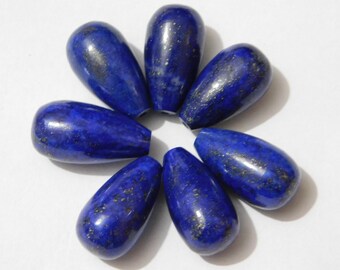 Natural Lapis Lazuli Smooth Polished Teardrop Shape Teardrops Loose Beads 6x8mm-10x18mm Top Half Drilled 3 Matched Pair