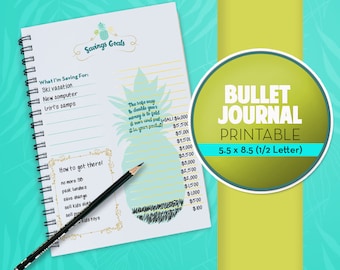 Pineapple Planner, Pineapple BuJo Printable, Pineapple 5.5x8.5 Planner, Bullet Journal Printable, Pineapple Personal Planner, Pineapple