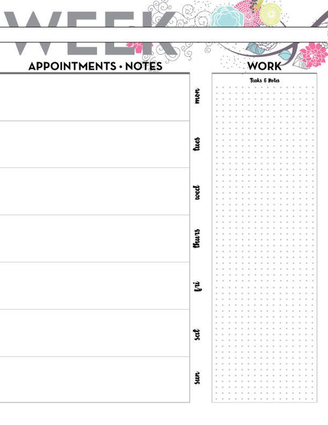 Weekly Planner Page, Weekly Bujo Planner Pg, Digital Weekly Planner ...