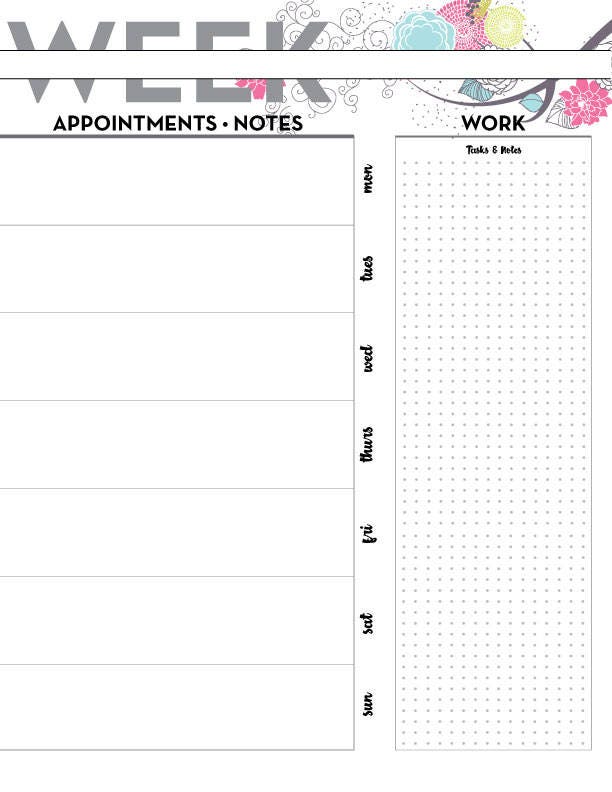 Weekly Planner Page, Weekly Bujo Planner Pg, Digital Weekly Planner ...