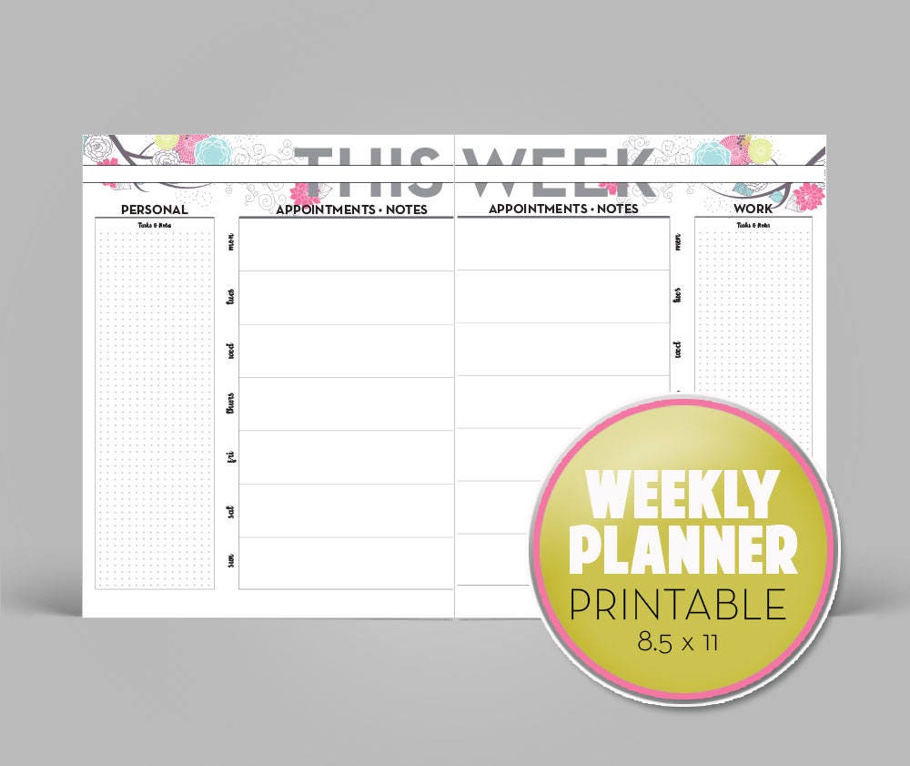 Weekly Planner Page, Weekly Bujo Planner Pg, Digital Weekly Planner ...