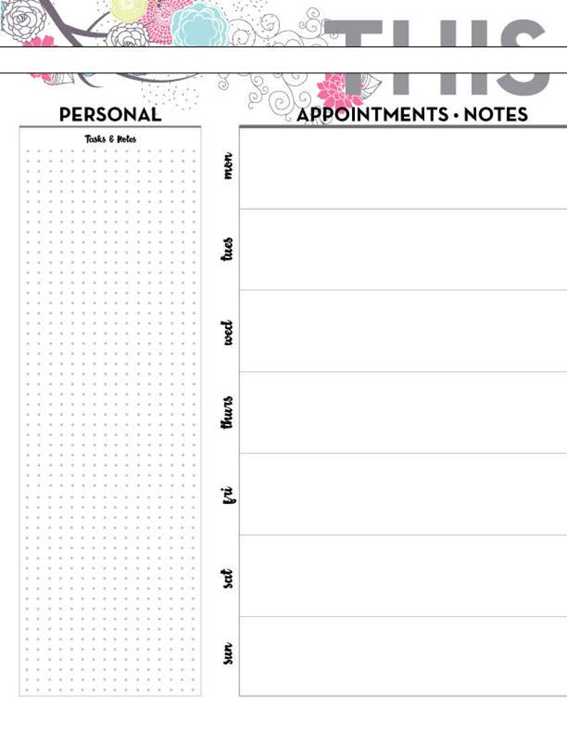 Weekly Planner Page, Weekly Bujo Planner Pg, Digital Weekly Planner ...