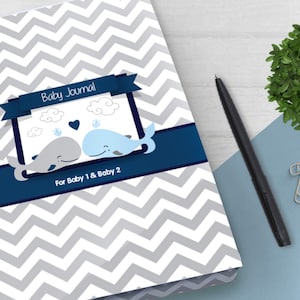 Twin Boy Baby Whale/Aquatic Journal, Newborn Baby Tracker, Baby Daily Planner, Baby Feed Schedule, Baby Checklist, Baby Growth Tracker