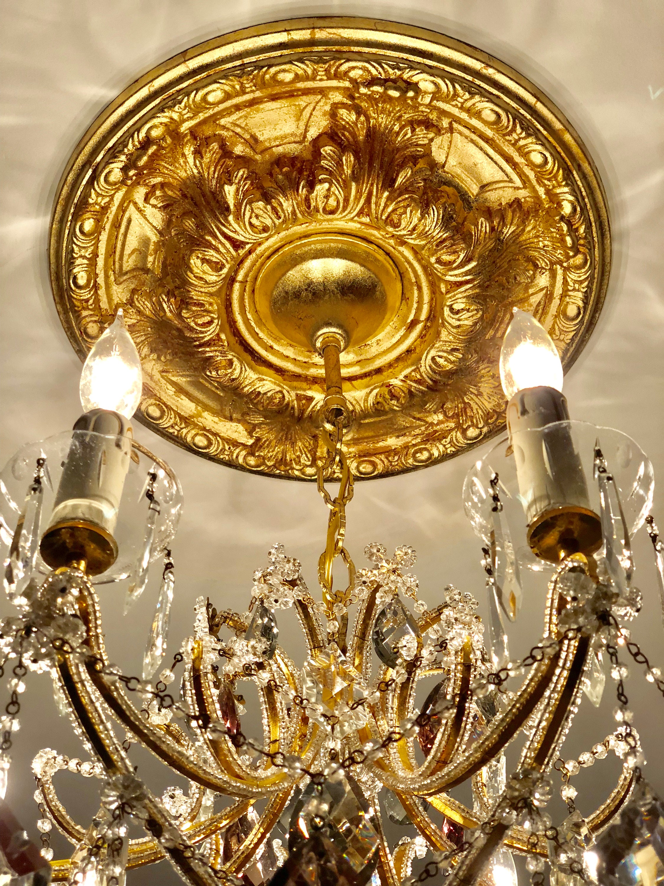 Gold Gilded Antiqued Ceiling Medallion, Acanthus/egg and  display picture 1