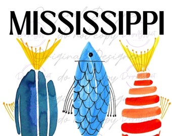 Pez acuarela de Mississippi (ARCHIVO PNG)