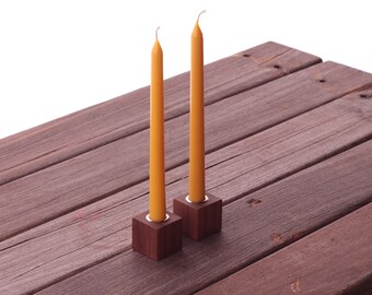 Candelabros de madera pequeños minimalistas: decoración rústica moderna en madera de nogal