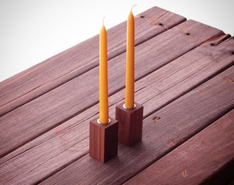 Minimalist Candle Holder- Med. Walnut Wooden Taper Candle Holder