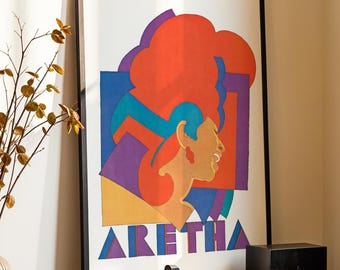 Aretha Franklin 60s Music Poster, (Digital Download), Printable