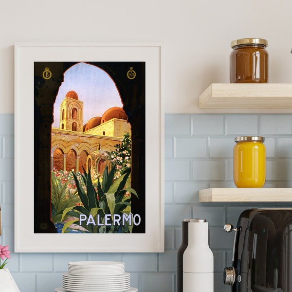 Palermo, vintage Italian city travel poster, HQ large digital file, ready to DOWNLOAD & PRINT