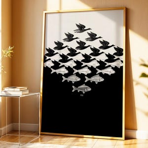 Impressão Céu e Água, Obra de Arte de Escher da década de 1930 (Download Digital), Arte para Imprimir