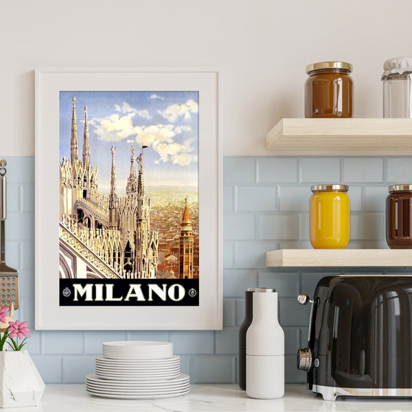 Milano, digital travel poster, download & print instantly HQ file, city vintage poster, retro poster artwork