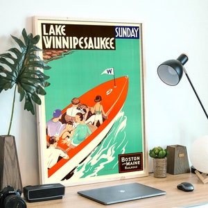 Lake Winnipesaukee Vintage Travel Poster: Restored Print (Digital Download)
