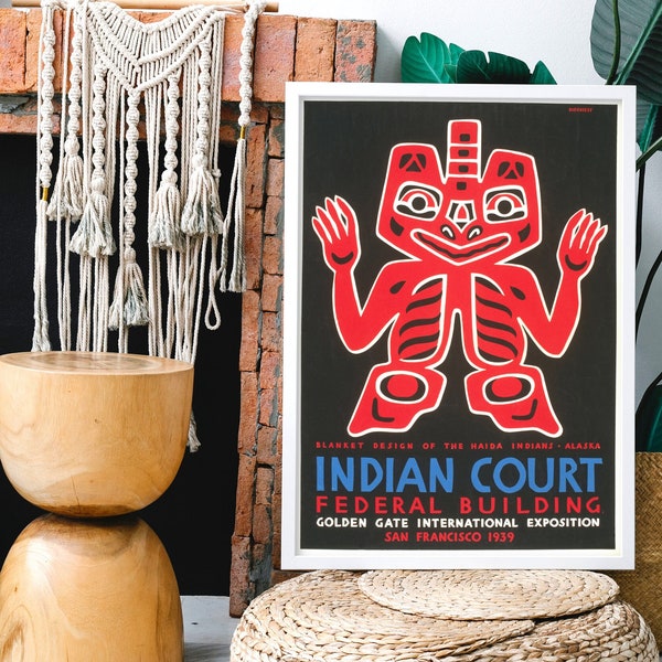 Indian court, 1939 Blanket design of the Haida Indians, digital poster file ready to DOWNLOAD & PRINT!