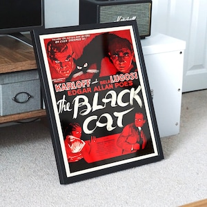 1934 年のアメリカのコード以前のホラー映画「黒猫」のデジタル ポスターをダウンロードして印刷できます。