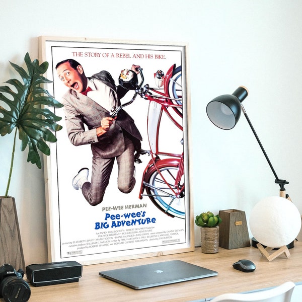 Pee-wee's Big Adventure, 1985 American adventure comedy film, digital poster file ready to DOWNLOAD & PRINT!