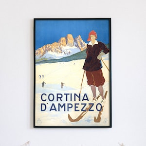 Cortina d&#39;Ampezzo, 1920 vintage travel poster ad, digital file ready to DOWNLOAD & PRINT!