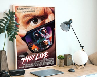 They Live, 1988 American science fiction film, digital poster, download & print instantly