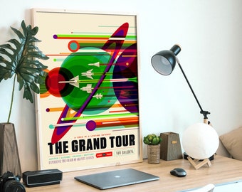 The Grand Tour, nasa space poster, digital file, instant download & print, colorful planetary artwork