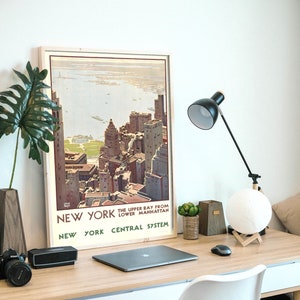 Nueva York, cartel original de la ciudad de Nueva York de 1920, restauración digital detallada, listo para DESCARGAR E IMPRIMIR