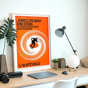 Vertigo, manifesto originale, film noir psicologico americano del 1958, completamente restaurato, file digitale HQ, stampabile, scaricabile