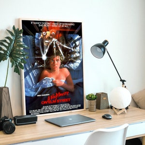 Póster original de la película Pesadilla en Elm Street, película de terror sobrenatural de 1984, archivo de póster digital, listo para descargar e imprimir al instante