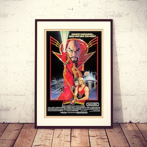 Flash Gordon, 1980 science fiction adventure movie poster, HQ file, ready to download and print retro film artwork illustration
