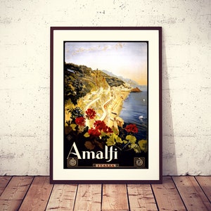 Amalfi, Reise Poster, Italien, herunterladbare & druckbare HQ Datei, Hausdekor, dekoratives Vintage Kunstwerk
