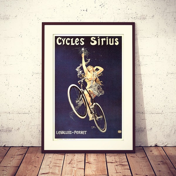 Cycles Sirius, 1899 bicycle ad poster fully restored HQ file, ready to download & print instantly