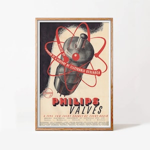Philips Ventile, Vintage Poster, HQ-Datei, druckbar, herunterladbar, Retro-Poster-Kunstwerk, Retro-Wanddekoration