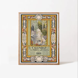Der Kalender berühmter Künstler 1904, digitalisiertes Poster, HQ-Datei, herunterladbare, druckbare Vintage-Kunst, Retro-Wohnkultur