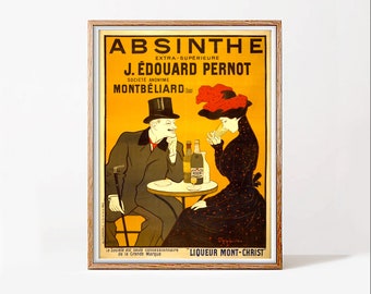 Absinthe, vintage poster digitized, 1900 French liquer ad, HQ file, downloadable, printable, home decoration, wall vintage poster