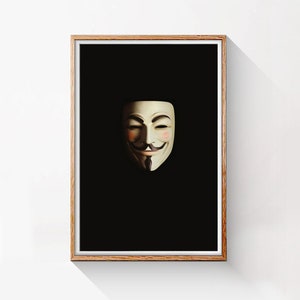 Guy Fawkes mask poster from 2005 V for Vendetta film, HQ poster ready to DOWNLOAD & PRINT