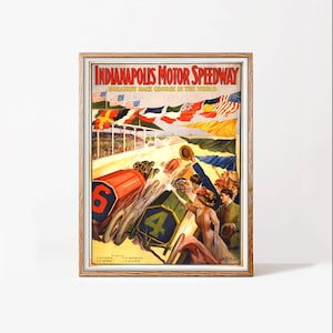 Cartel publicitario del Indianapolis Motor Speedway de 1909, archivo HQ, descargable, imprimible, póster de carrera vintage, póster artístico vintage