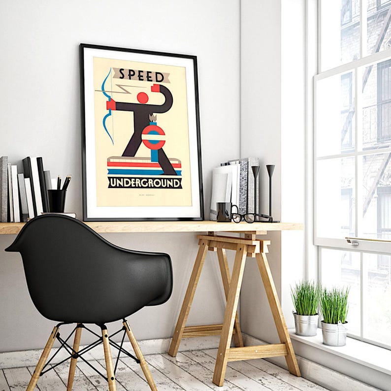 Speed Underground, 1930 London underground publicity poster, High Resolution file ready to DOWNLOAD & PRINT image 3