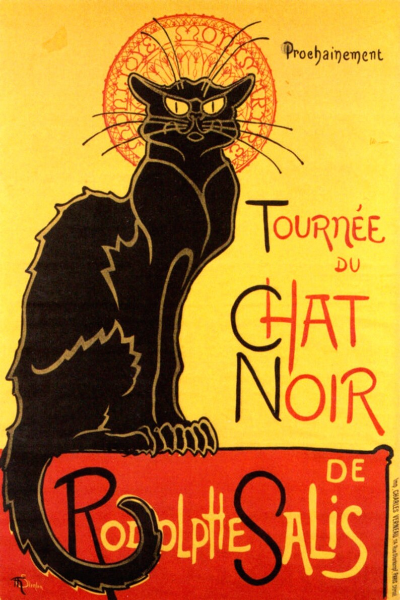 digital poster The Black Cat instantly downloadable Le Chat Noir a nineteenth-century entertainment establishment wall art decoration