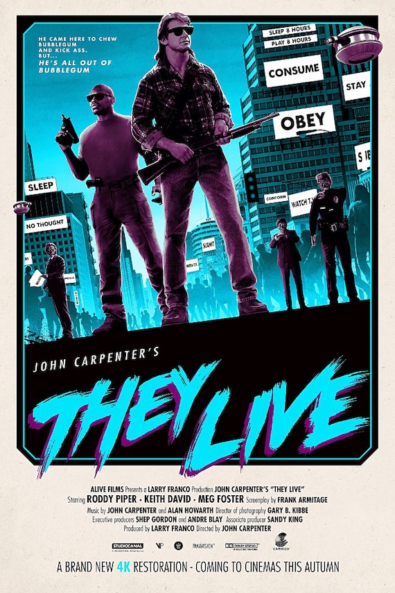 Movie Cinema Poster Art Print Roddy Piper THEY LIVE 1988 John Carpenter