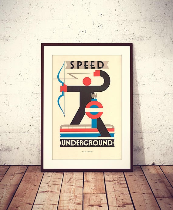 Speed Underground, 1930 London underground publicity poster, High Resolution file ready to DOWNLOAD & PRINT
