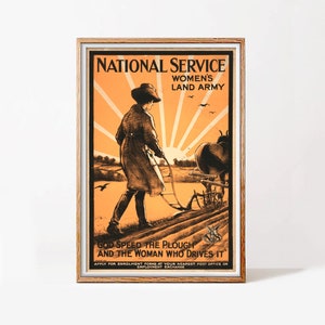 Ejército Terrestre de Mujeres, cartel digital, cartel original de la Primera Guerra Mundial de 1917, completamente restaurado, listo para descargar e imprimir, archivo HQ, decoración del hogar
