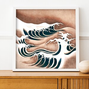 Foaming waves, 17th - 19th century Japanese painting, digital file ready to DOWNLOAD & PRINT!