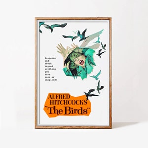 Die Vögel, Alfred Hitchcock Horror-Thriller von 1963, Poster, HQ-Datei, bereit zum DOWNLOAD & DRUCKEN, Original-Artwork-Remake