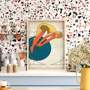 Dive, poster remake, vintage style, HQ file, ready to DOWNLOAD & PRINT, retro illustration decoration, sports artwork