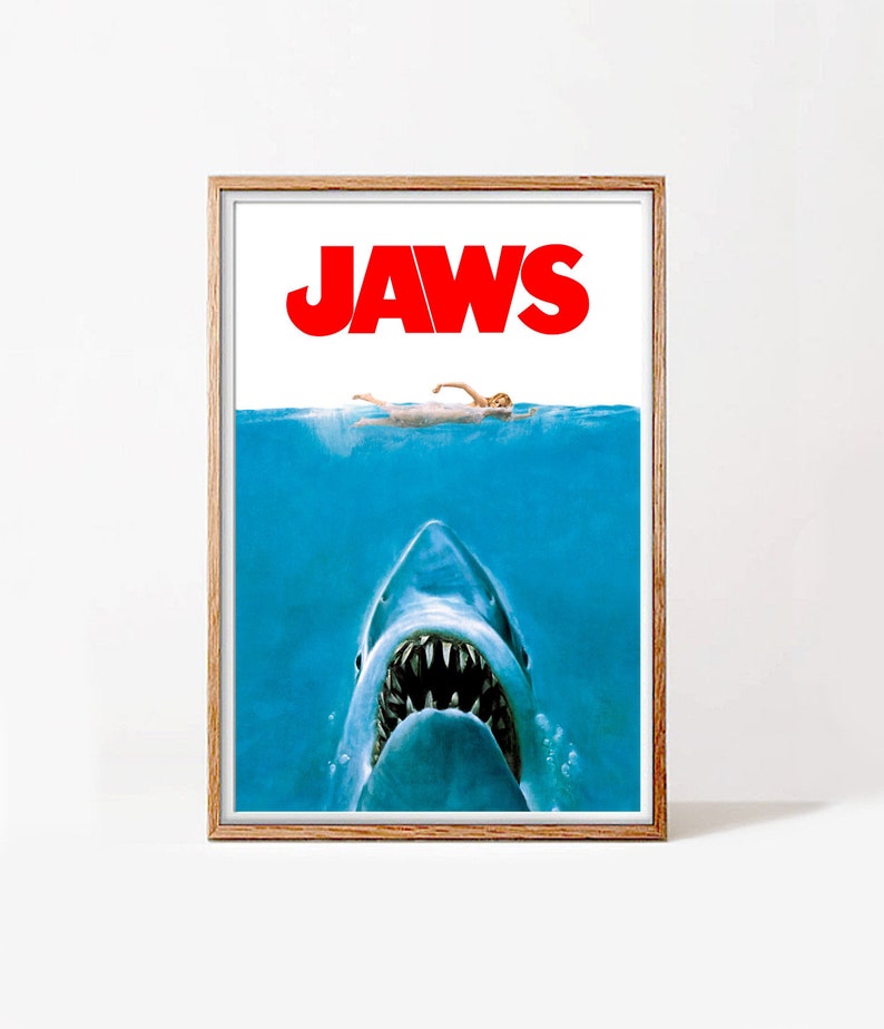 image relating to Printable Movie Poster named JAWS, within just 5 measurement products, down load print out of the blue, horror video clip poster, electronic poster obtain, 1975 American motion picture