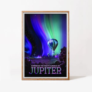 Jupiter, digital nasa imagined poster, solar system planet illustration, download & print instantly digital file