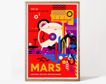 Mars, nasa travel poster, digital file, download & print instantly, space poster, mars poster artwork