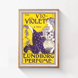 Violet, Vintage digitales Poster, 1890 Lundborg Parfum Anzeige, dekoratives Poster Kunstwerk, herunterladen und sofort drucken HQ Datei